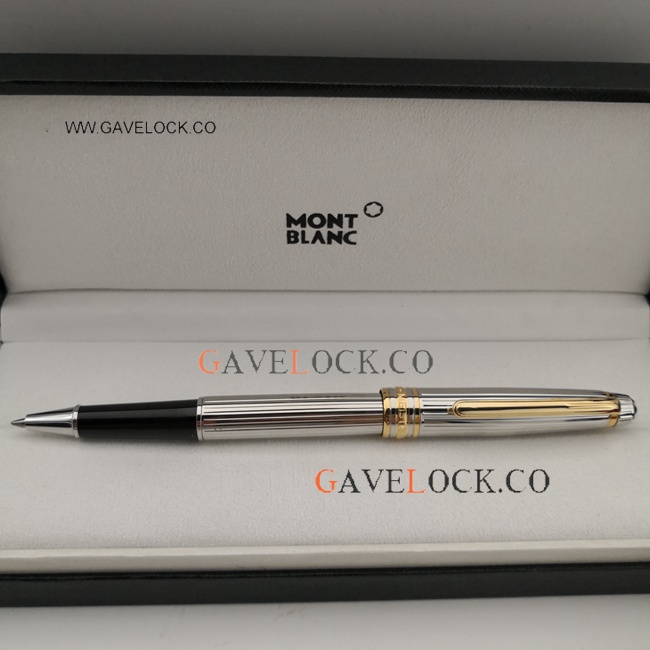Montblanc 164 Meisterstuck Silver Barrel Gold Trim Rollerball Mont Blanc Replicas